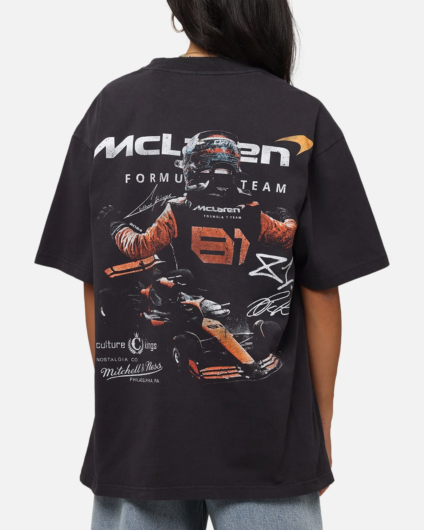 Mitchell & Ness X Mclaren Oscar Piastri Victory T-Shirt Faded Black Trendy Apparel