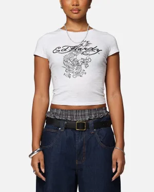 Ed Hardy Women's Dragon Baby T-Shirt Grey Marle Sleek Fit