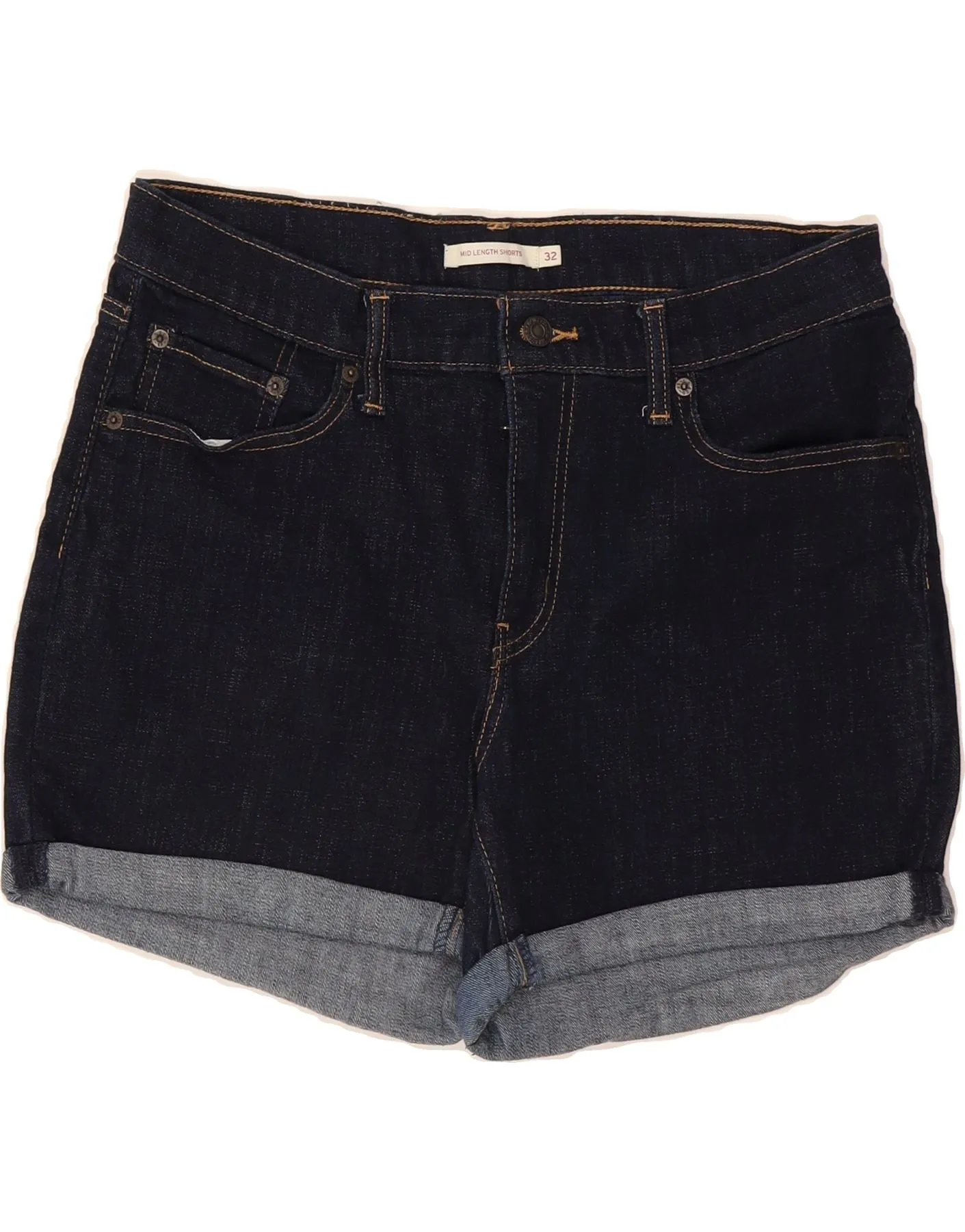 LEVI'S Womens Denim Shorts W32 Large Navy Blue Cotton Port Pocket Design