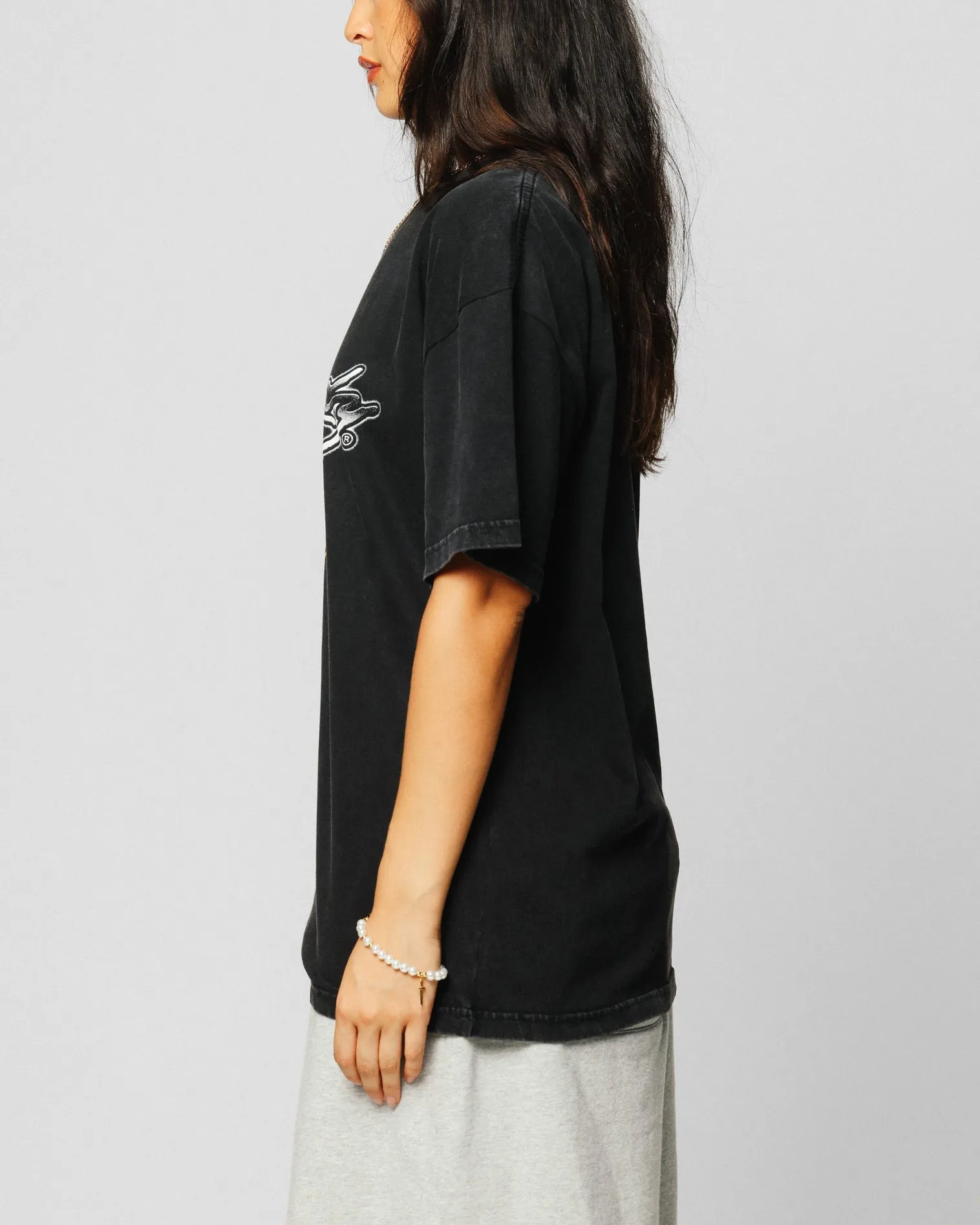 Ed Hardy Dragon Logo T-Shirt Black Acidwash Effortless Wearable