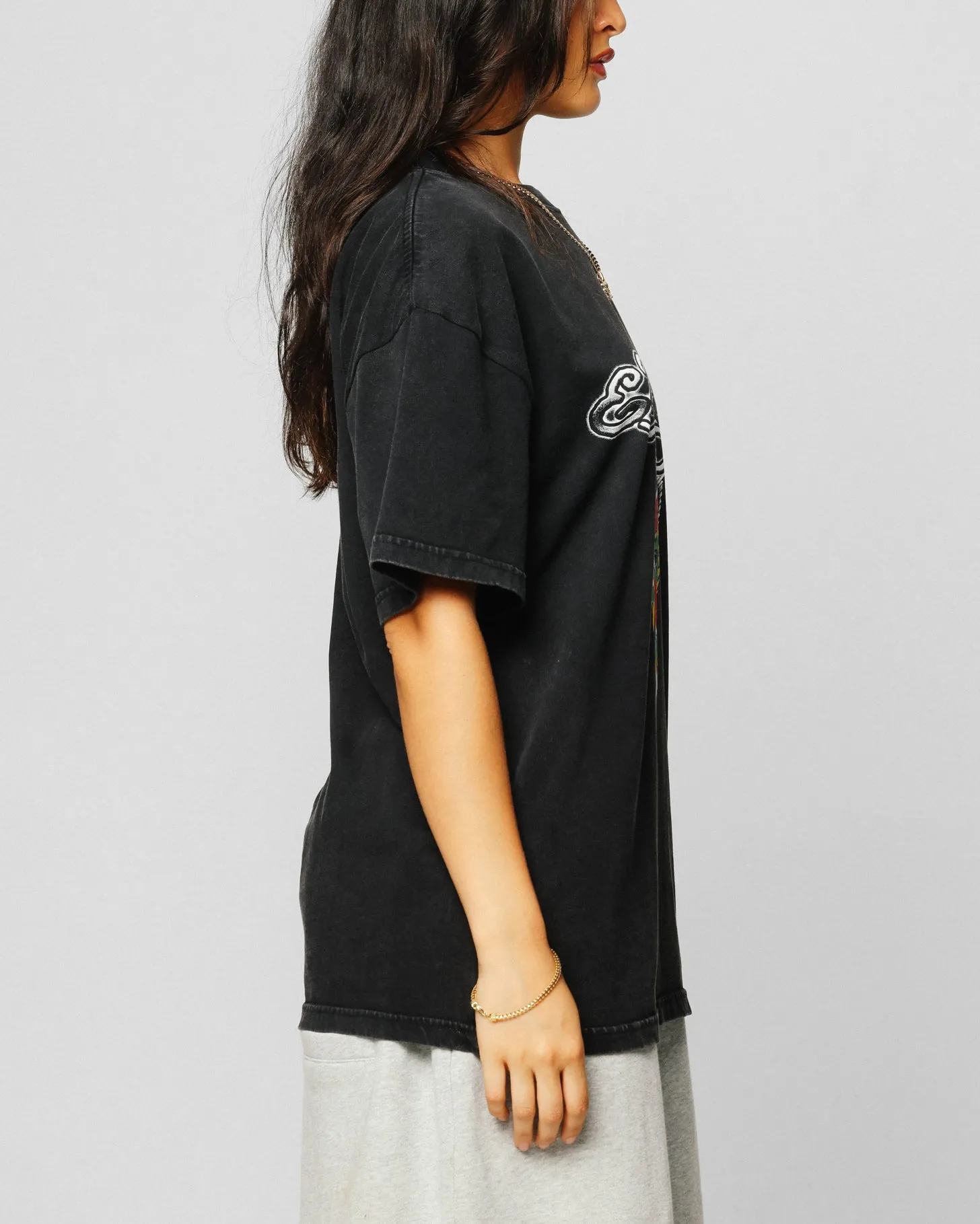 Ed Hardy Dragon Logo T-Shirt Black Acidwash Water Based Ink Unisex Core