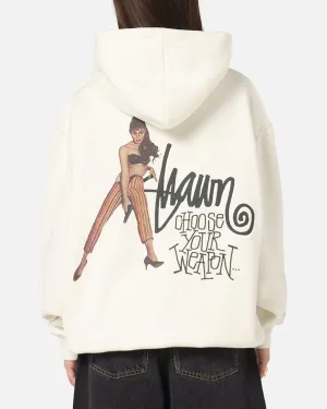 S Double Choose Your Weapon Hoodie Washed White Adjustable drawstring Travel Comfort