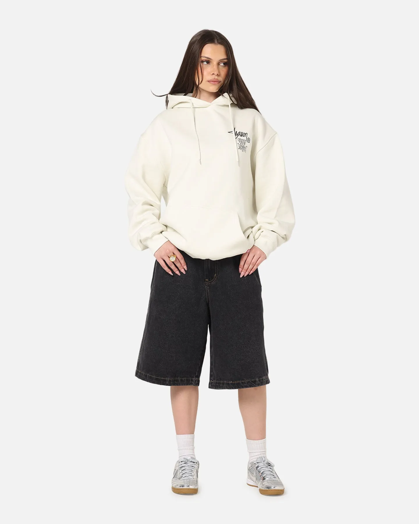 S Double Choose Your Weapon Hoodie Washed White Armadillo like Suede Feel