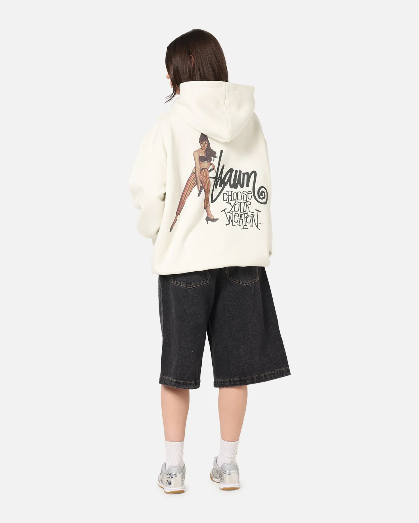 S Double Choose Your Weapon Hoodie Washed White Middle Eastern style