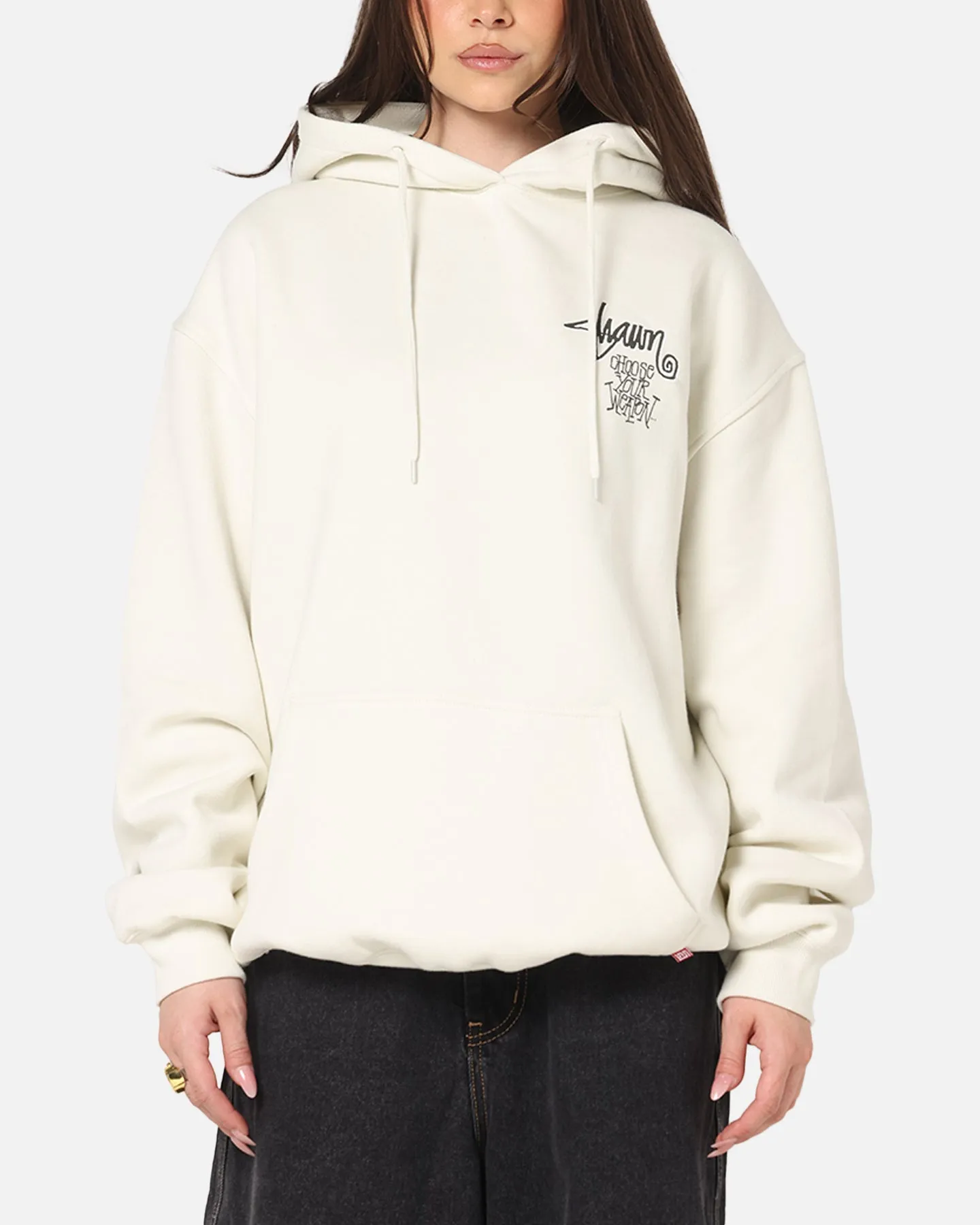S Double Choose Your Weapon Hoodie Washed White Office Wear Sustainable production