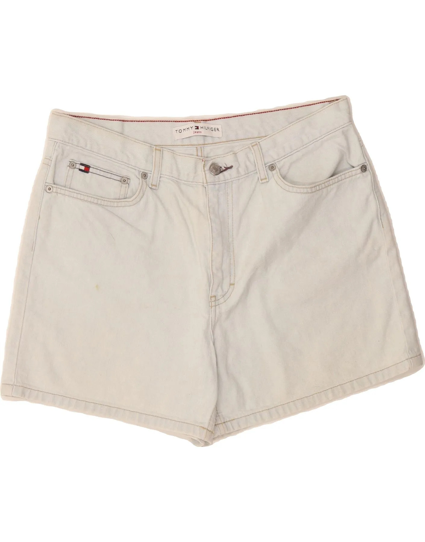 TOMMY HILFIGER Womens Denim Shorts W32 Large  Blue Cotton Retroreflective Accents