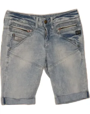 G-STAR Womens 3301 Denim Shorts W26 Small Blue Ventilated Back Panels embroidery details