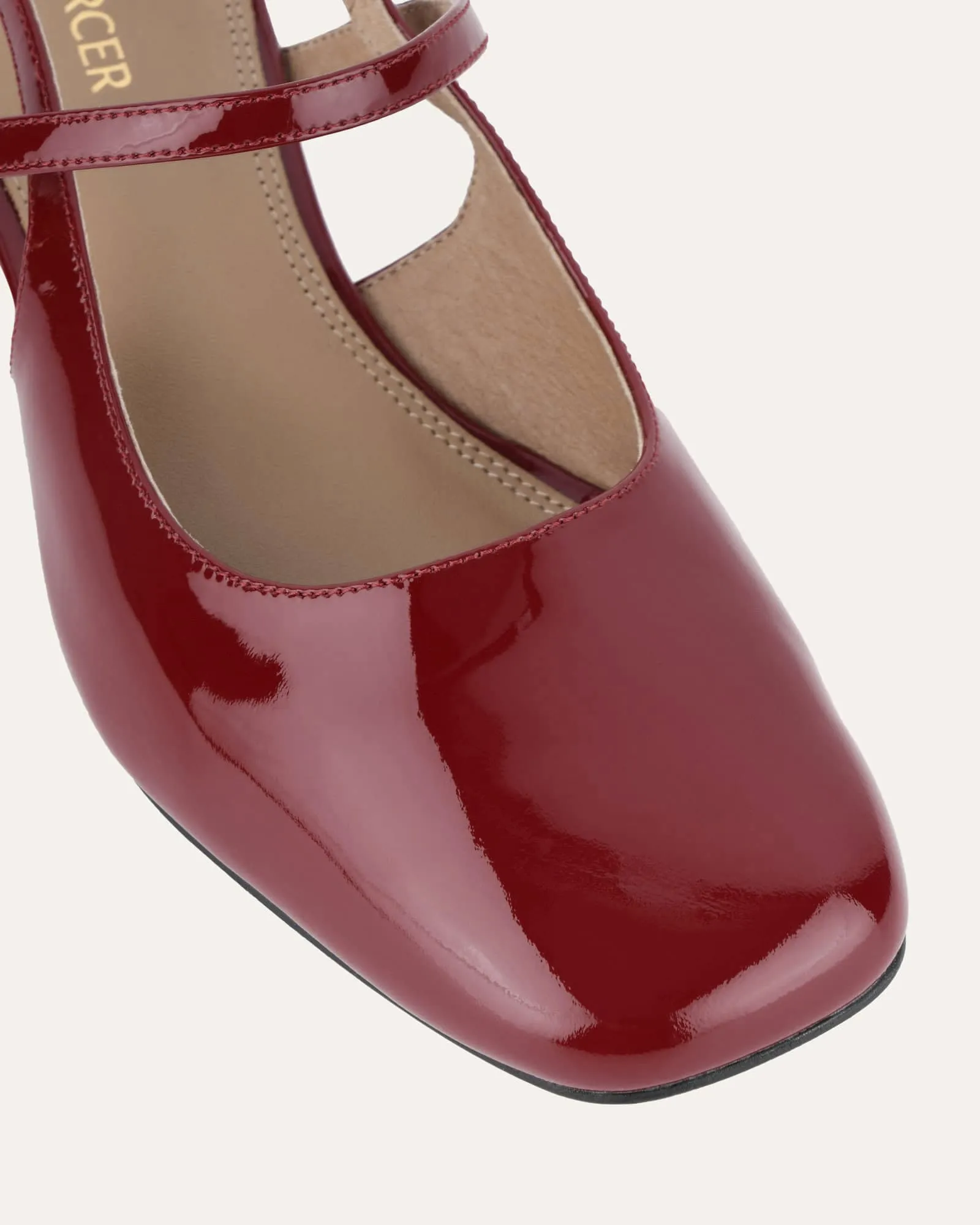 JENNA LOW HEELS RUBY RED PATENT Vintage Pumps