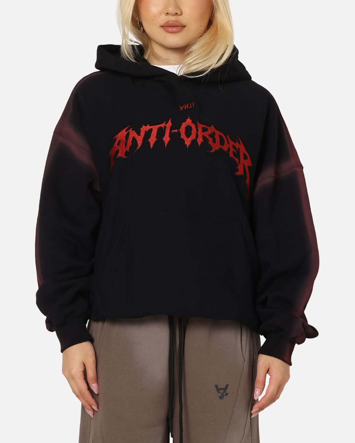 Tapir like Non Fade Technology The Anti Order Mosh Boxy Hoodie Sunfade Black/Red