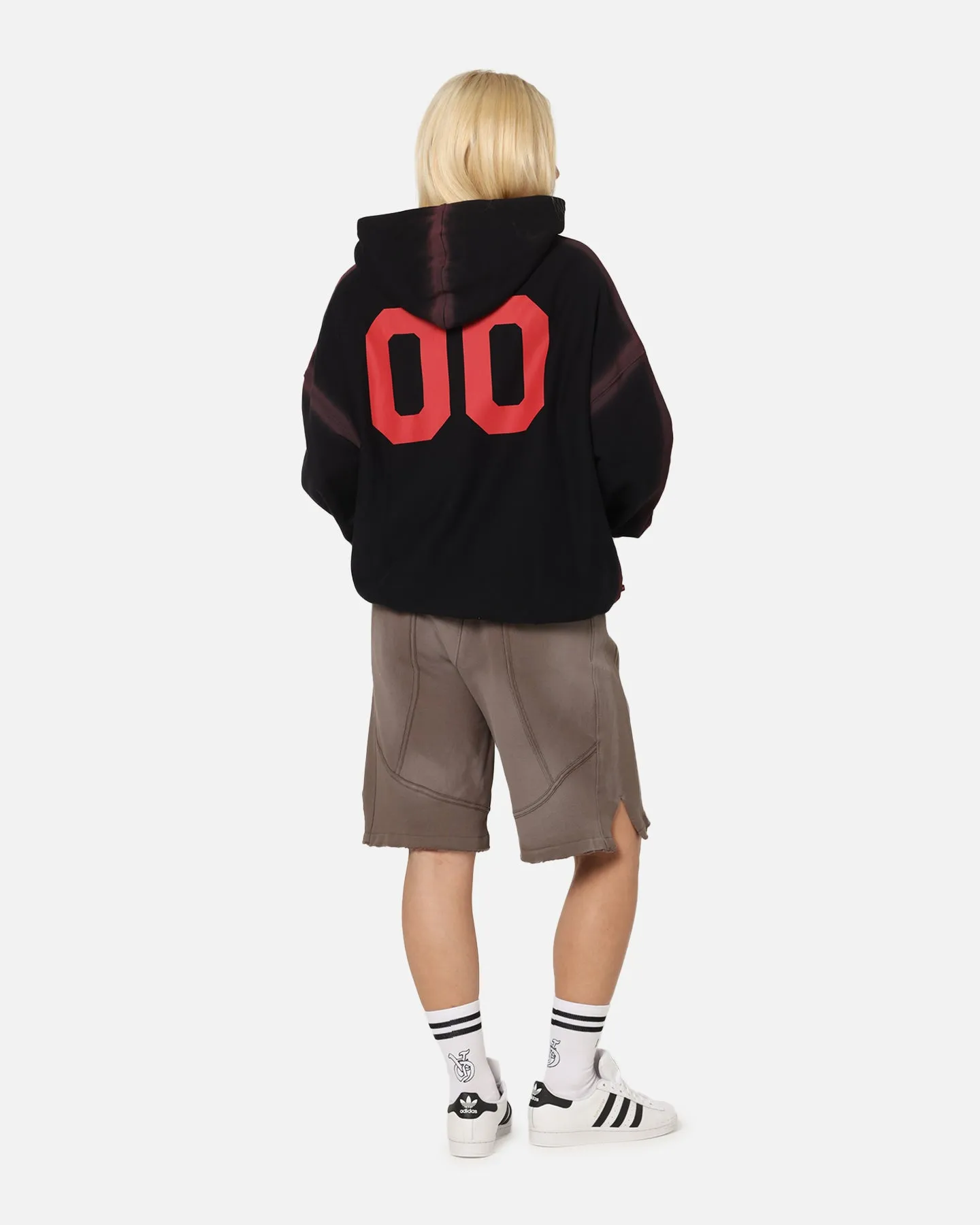 Breathable Mesh Panels The Anti Order Mosh Boxy Hoodie Sunfade Black/Red
