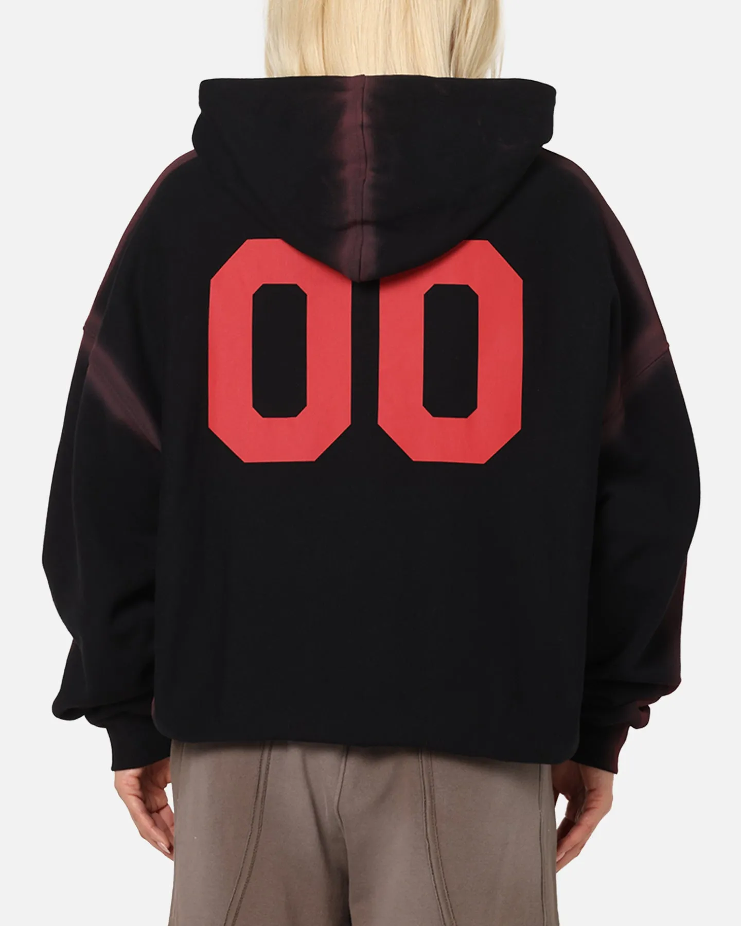 The Anti Order Mosh Boxy Hoodie Sunfade Black/Red Organic Cotton Street Sense