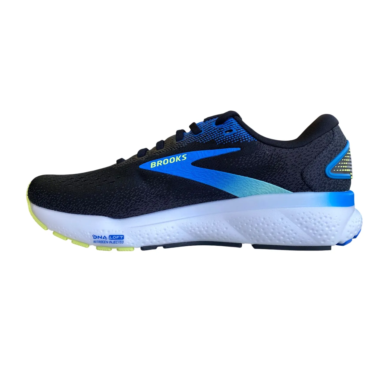 Brooks scarpa da corsa da uomo Ghost 16 1104181D 002 nero-cobalto-giallo Shock Absorption Technology