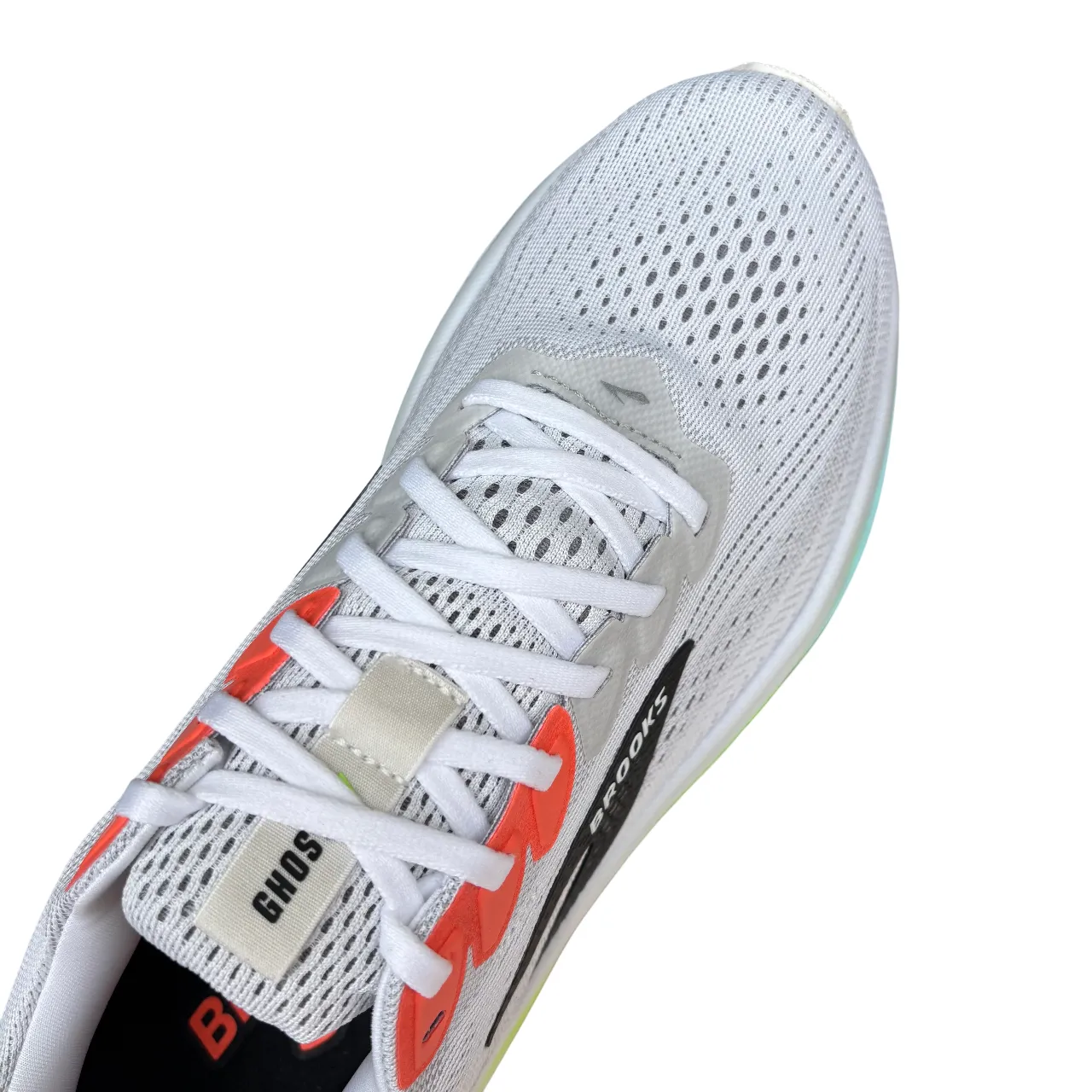 water - repellent - upper - feature shoes Comfortable Footbed Brooks Ghost 17 110442 1D 112 | Scarpe Running Uomo Bianco-Rosa-Verde