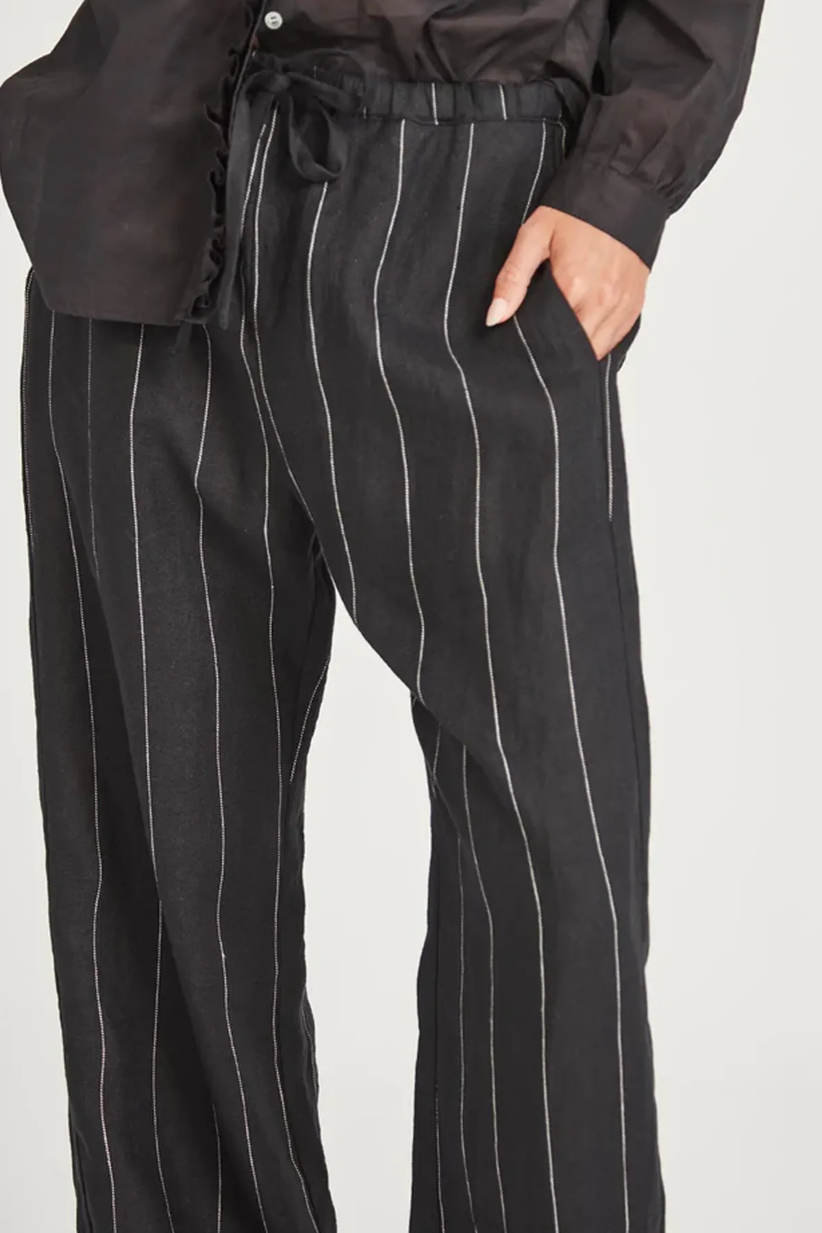 Functional Waist Comfy Flex LINEN STRIPE BENNETT PANT