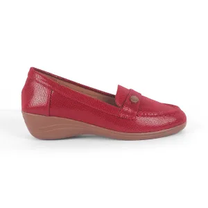Soft Walk Strong Path Tresmode Marcoval Red Women's Dress Wedge Loafers