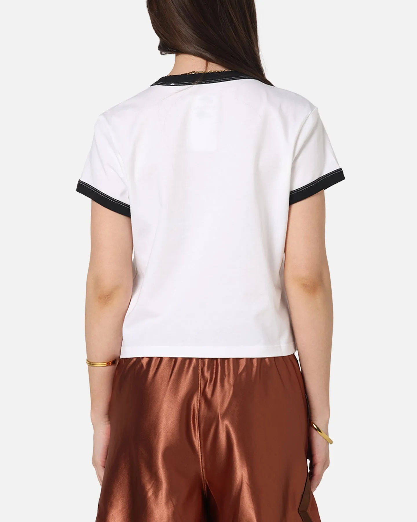 Nike Women's Sportswear Graphic Ringer T-Shirt White/Black NonIrritating Fabric