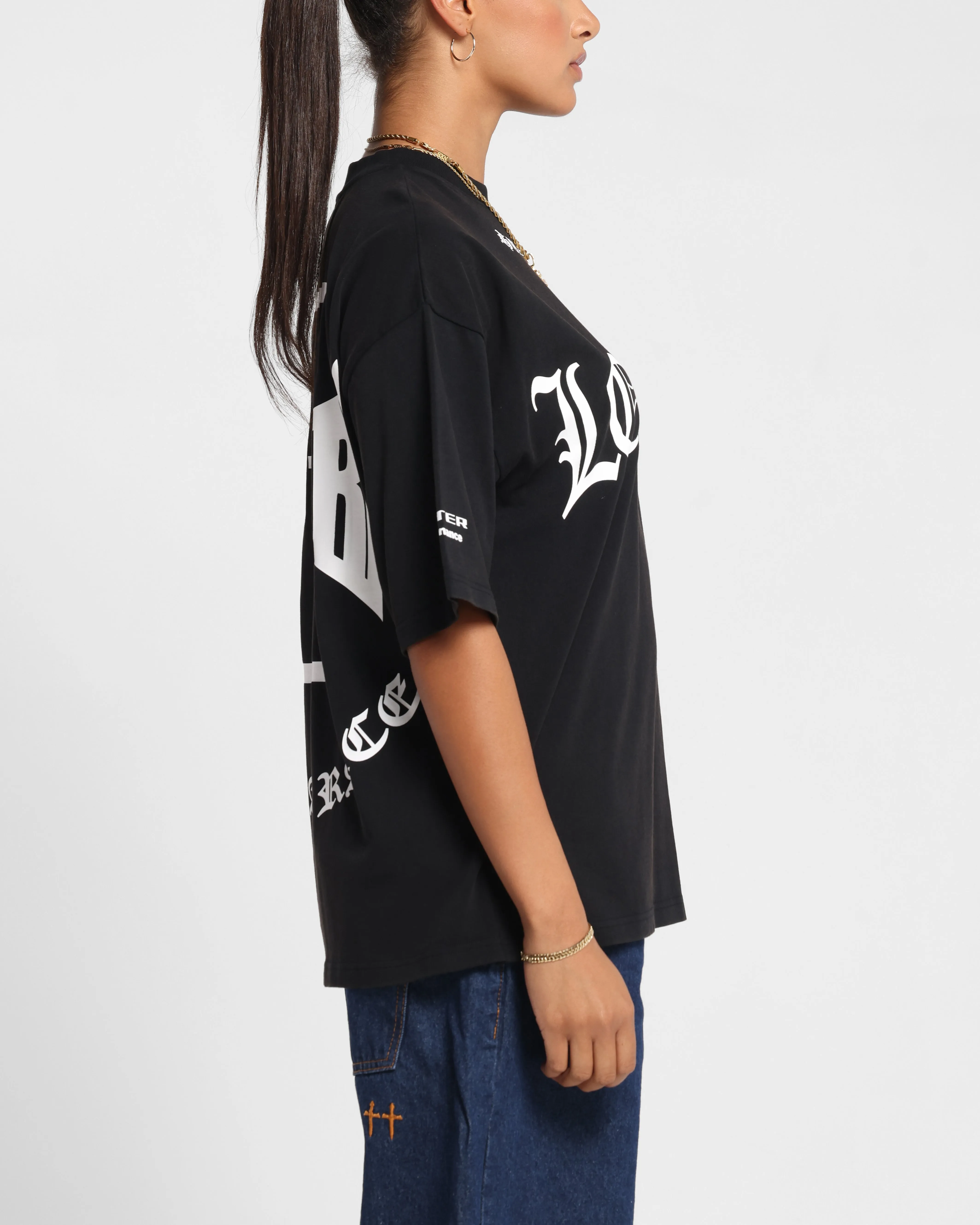 Loiter Biker Vintage T-Shirt Vintage Black High Density Cotton Versatile Layering Piece