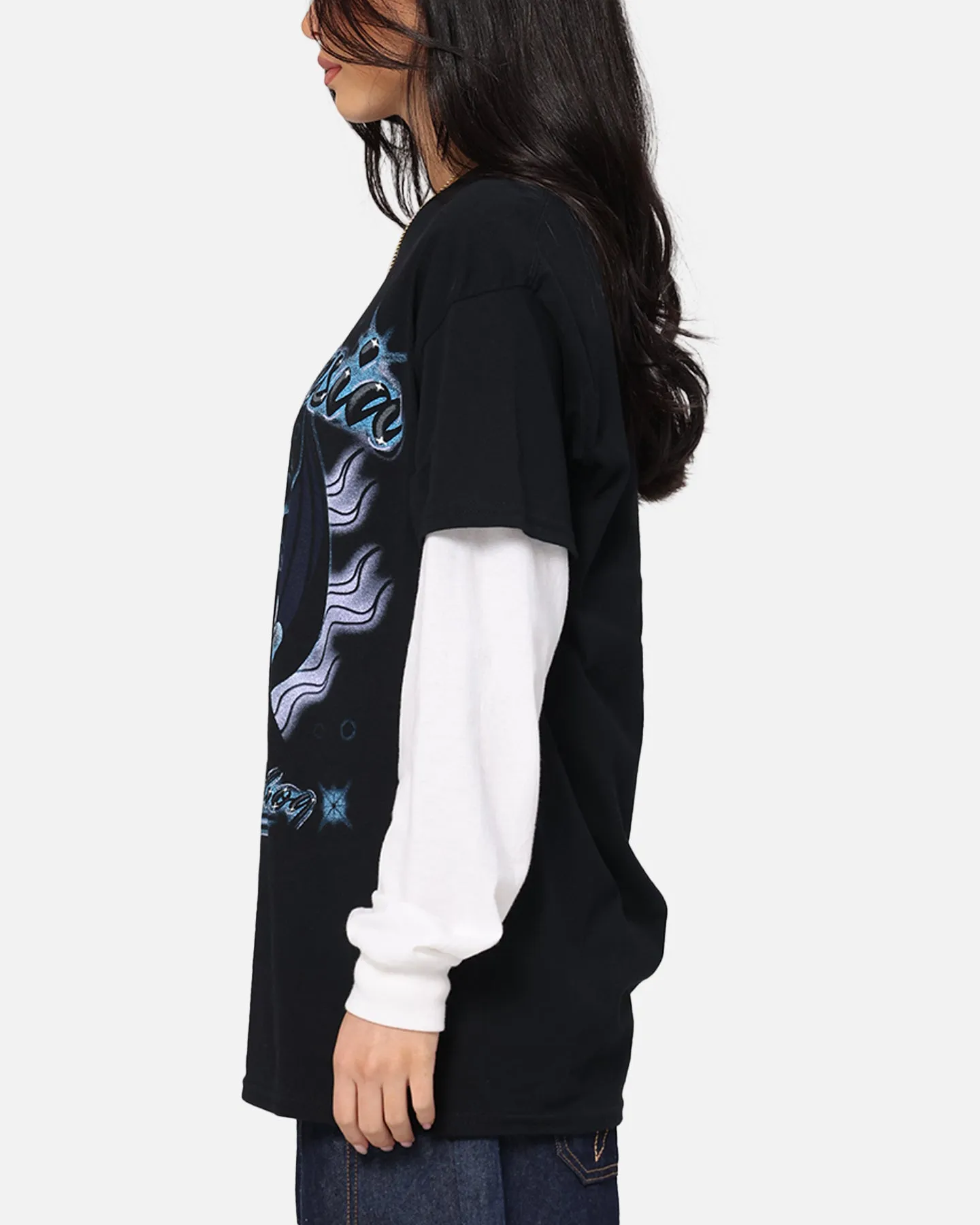 Goat Crew Disney Fantasia Chernabog Airbrush T-Shirt Black Embroidered Details WrinkleFreeFabric