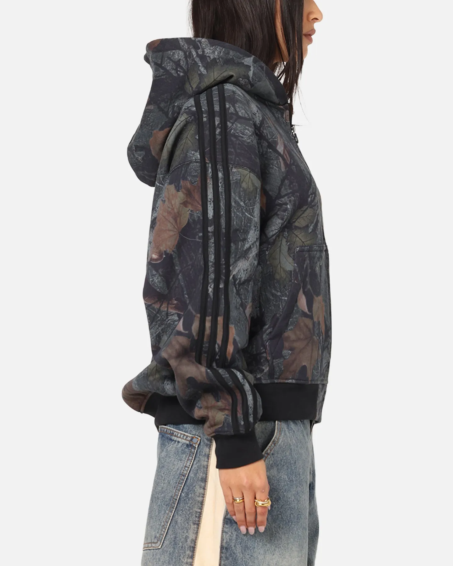 Faded Wash Effect Fitness wear Adidas Camo Zip Up Hoodie Black