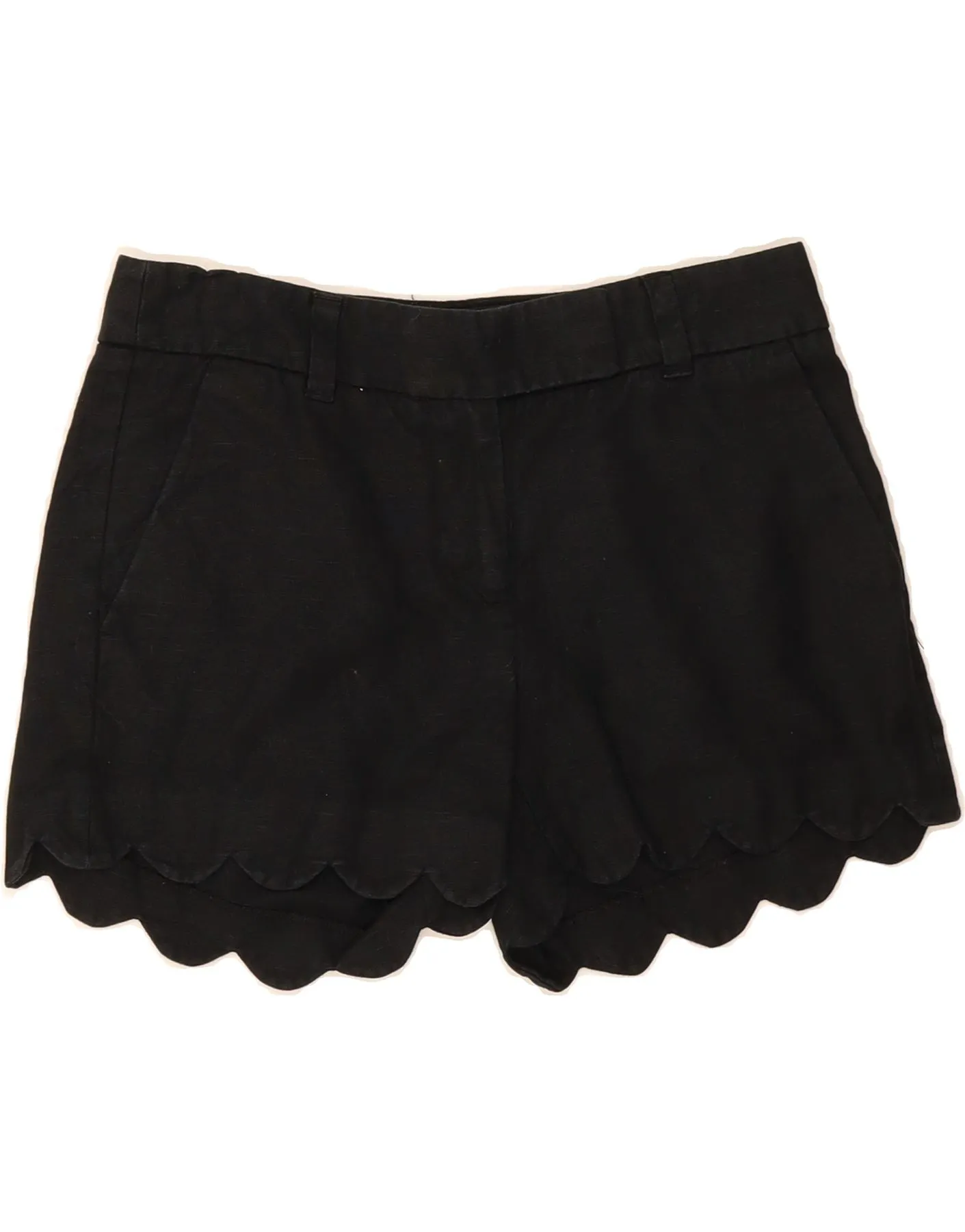 J. CREW Womens Chino Shorts US 00 2XS W28  Black Stretch Waist Crisp Texture