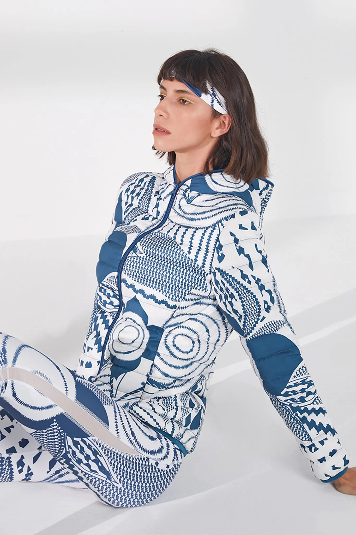 Floral Print Light Puffer Belted