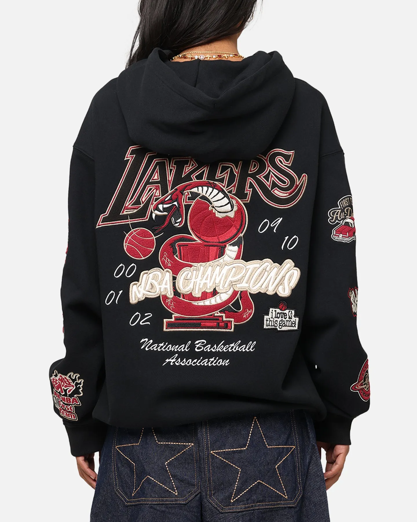 Mitchell & Ness LA Lakers First Team Gold Hoodie Faded Black Timeless Design