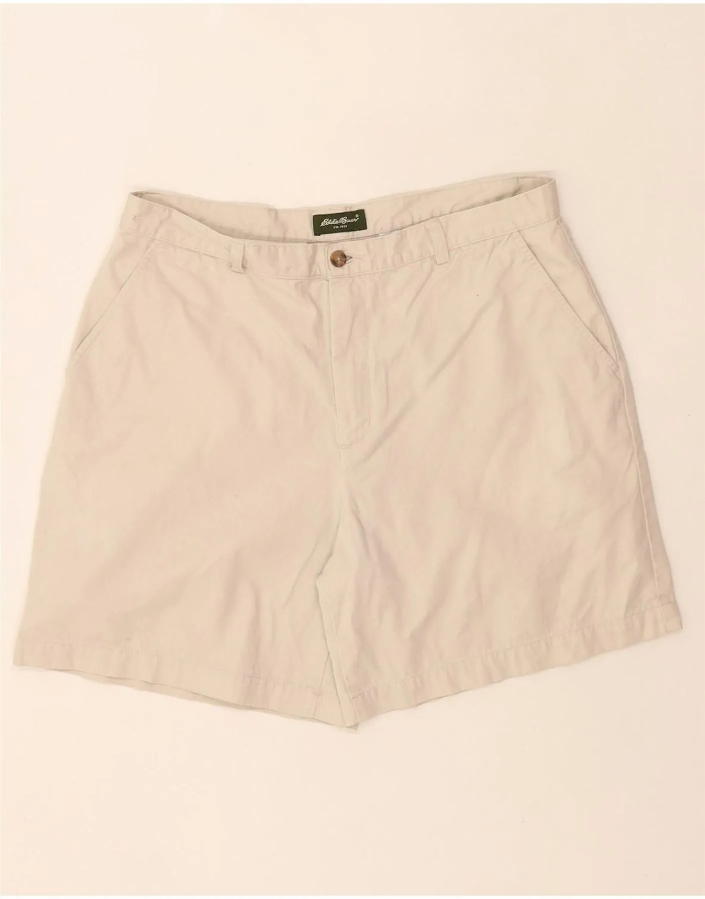 EDDIE BAUER Womens High Waist Casual Shorts US 14 XL W34  Beige Cotton semi-formal look simple design