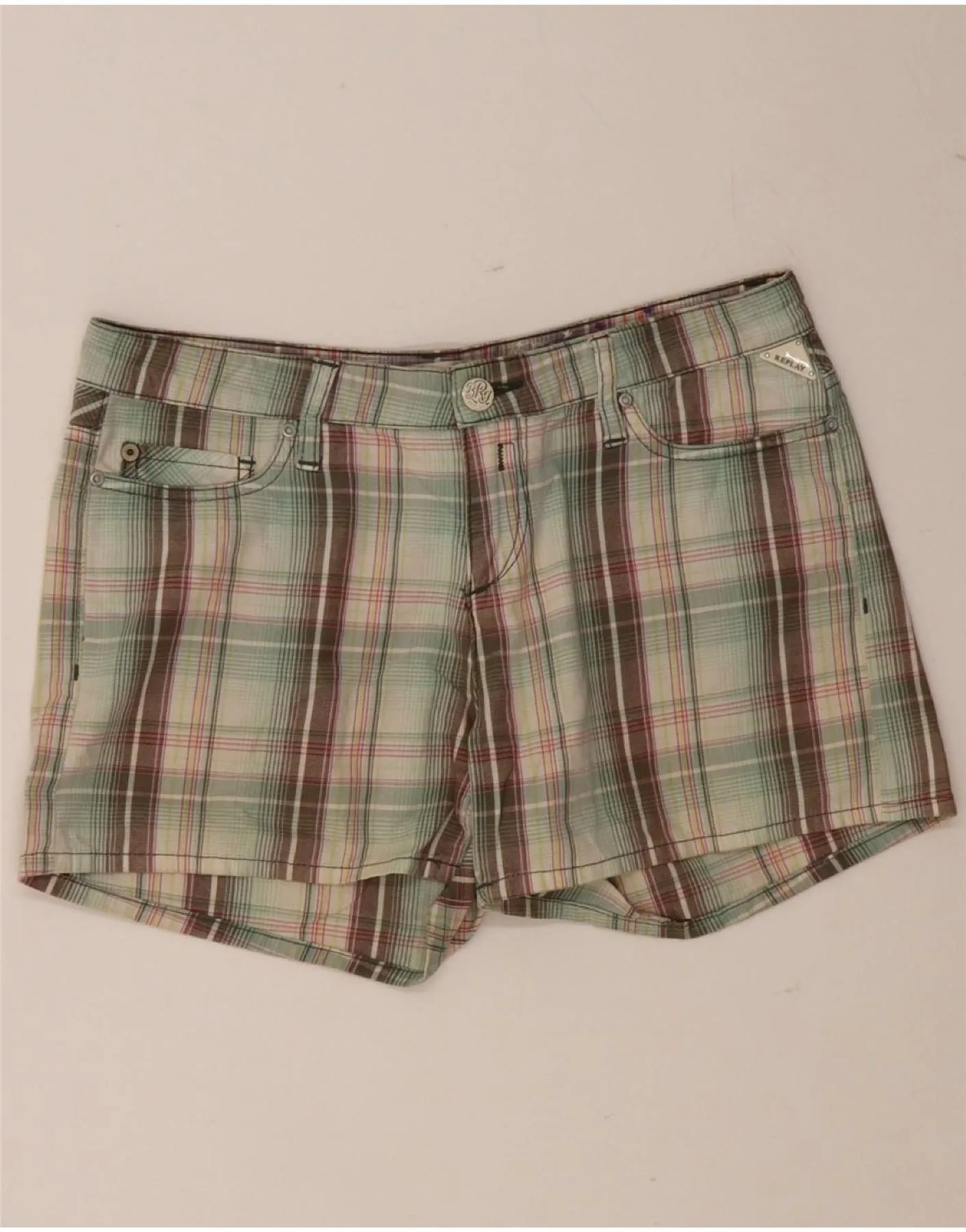 REPLAY Womens Casual Shorts W30 Medium Multicoloured Check Light Wear graduation season
