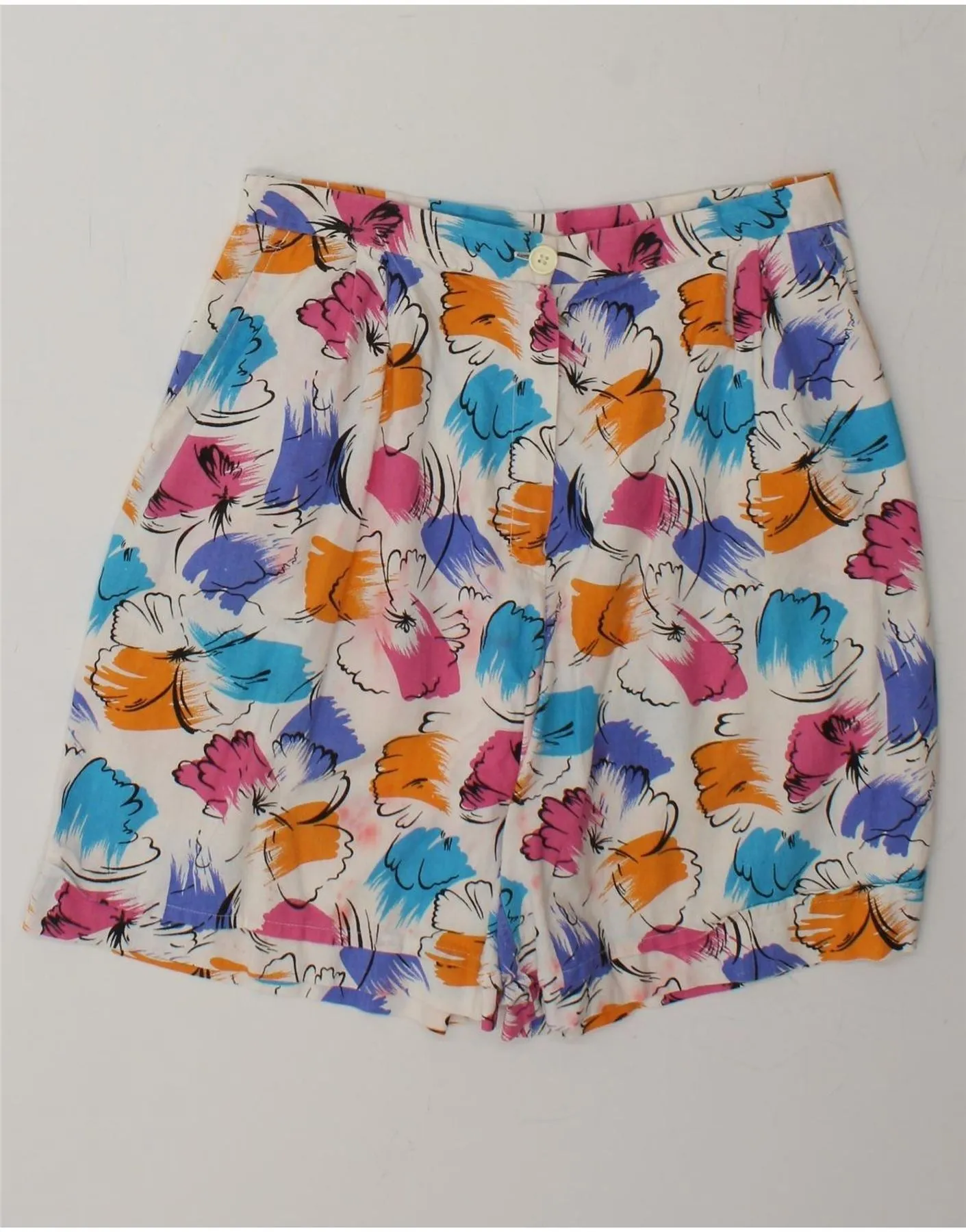 VINTAGE Womens High Rise Casual Shorts Medium W28 Multicoloured Floral high - rise Day Out