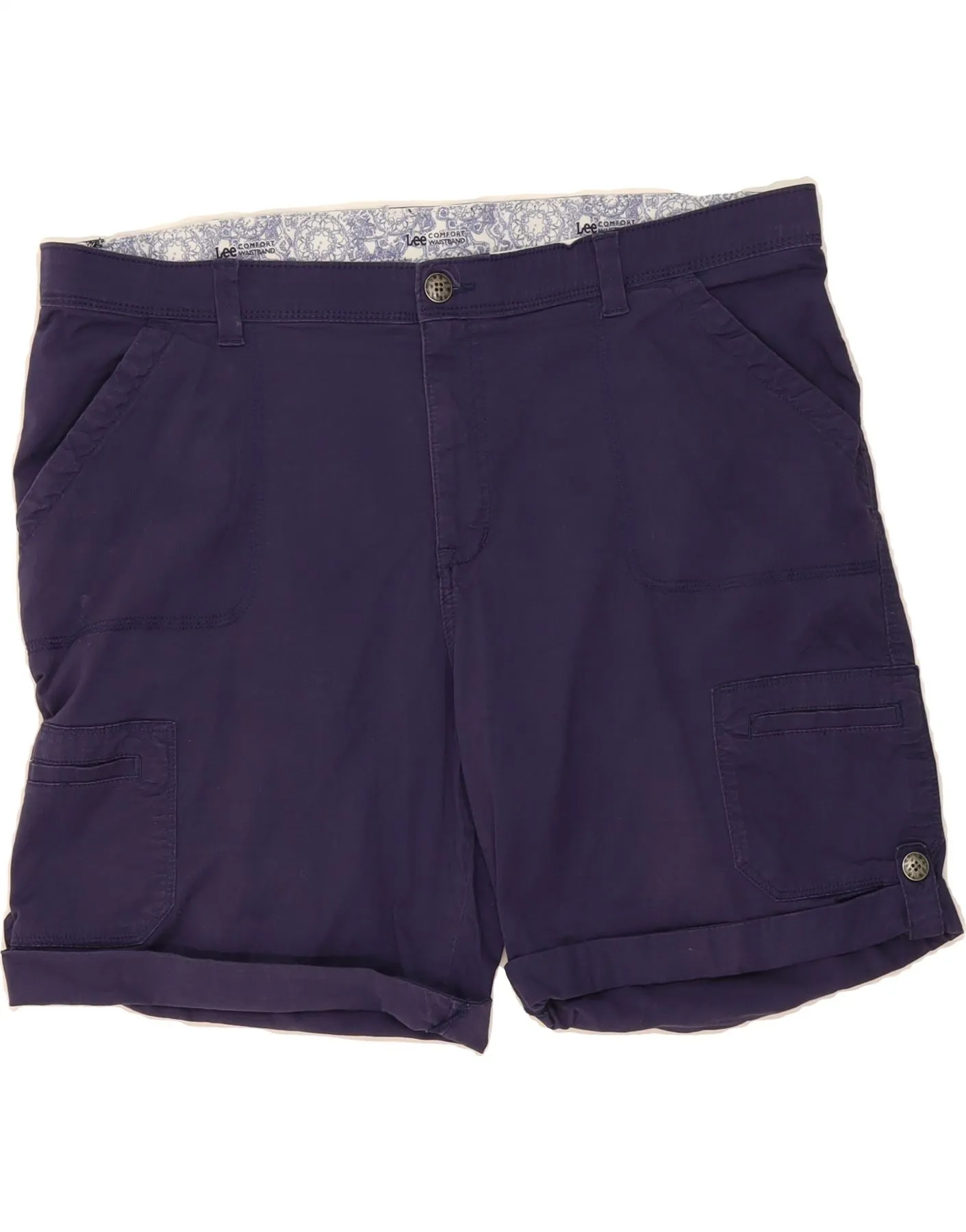 Breezy Flex Summer Vibes LEE Womens Cargo Shorts US 20 3XL W40 Navy Blue Cotton