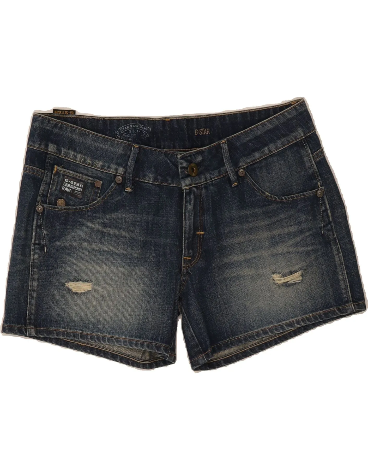 Outdoor Ready Wrinkle Resistant Material G-STAR Womens Distressed Denim Shorts W30 Medium Navy Blue Polyester