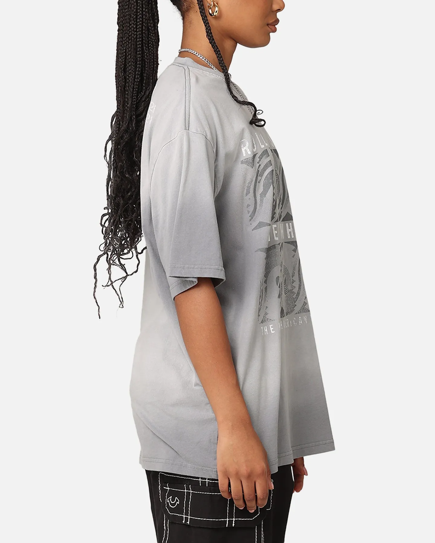 Compact Stitch Pattern Lace trim The Rolling Stone The Stones Sunfade T-Shirt Sun Washed Blue