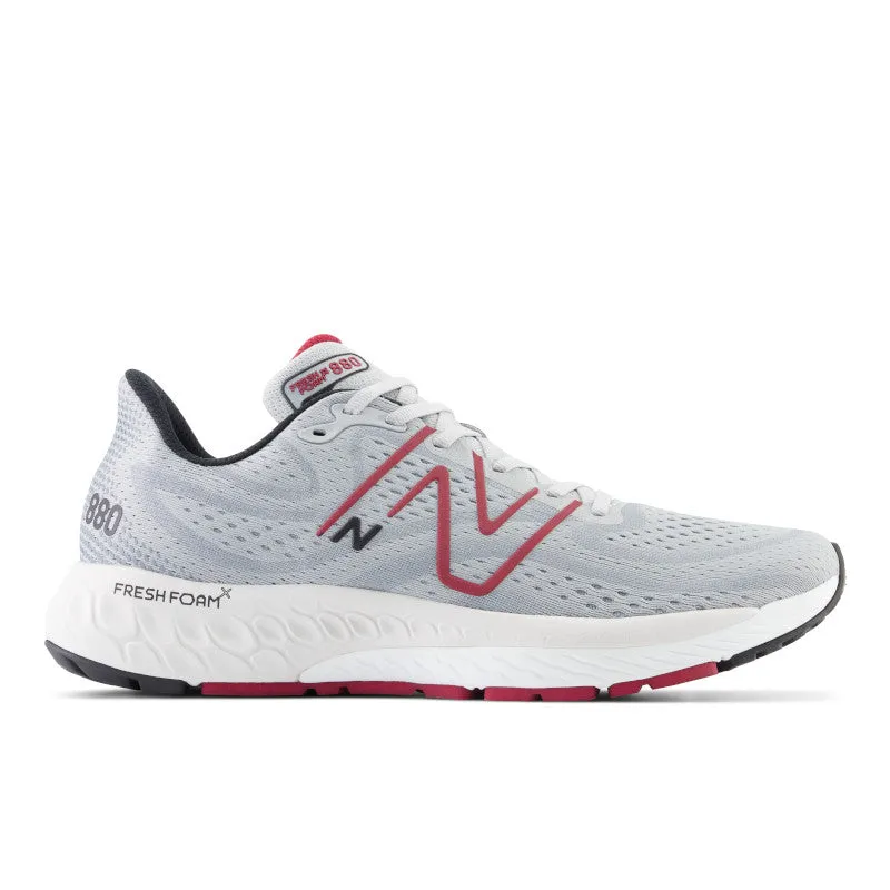 badminton shoes running in different terrains Fresh Foam X 880v13 - Aluminum Grey with Crimson and Black - Men's