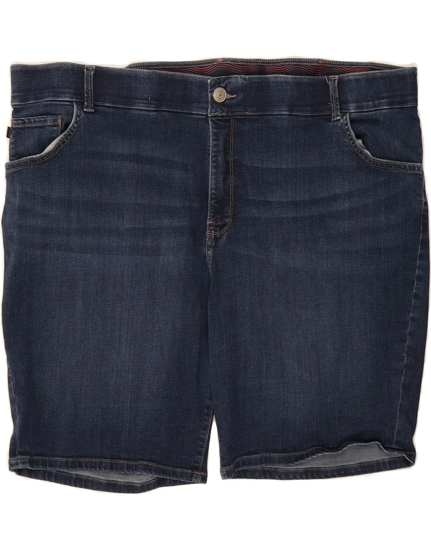 LEE Womens High Waist Denim Shorts US 24 4XL W44 Navy Blue Cotton Stretch Wear Odor-resistant