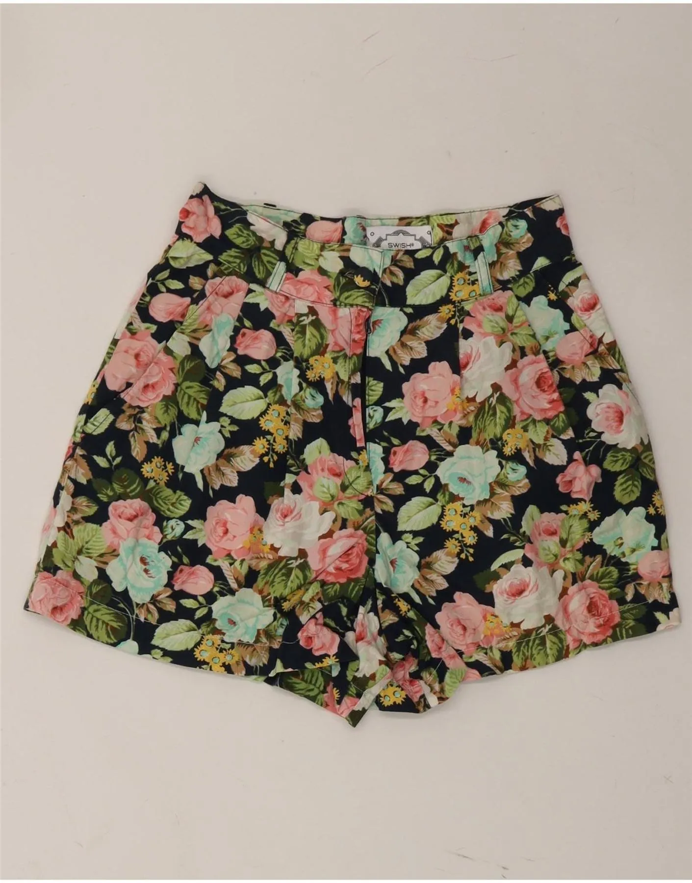 Effortless Fit SWISH Womens High Waist Chino Shorts W25 XS Multicoloured Floral