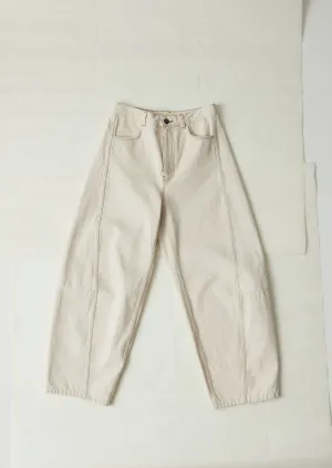 Day Ready Flowy legs Sculptural Seamed Denim Pants | Ecru