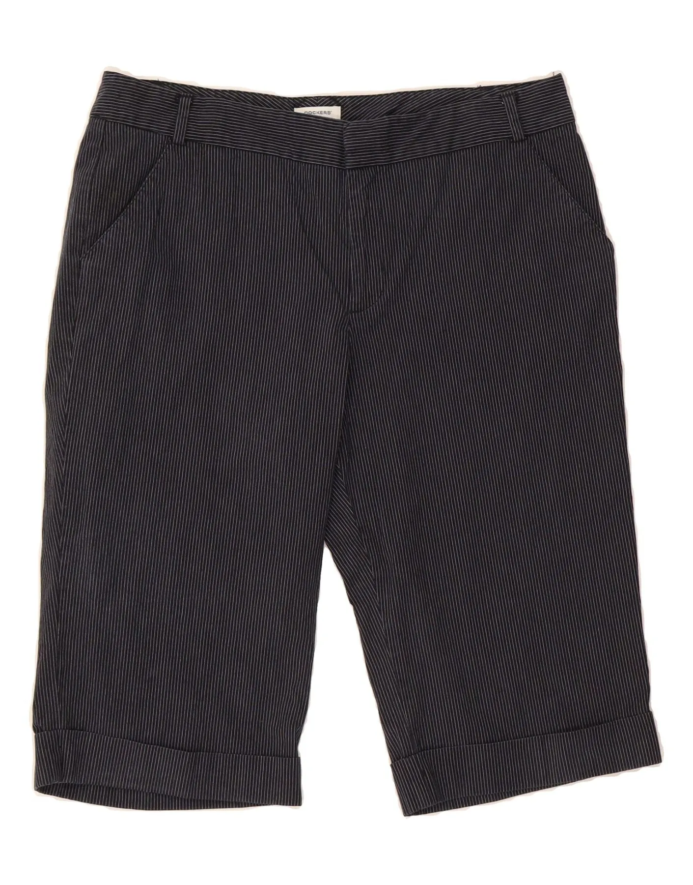 concert outfit DOCKERS Womens Bermuda Shorts US 14 XL W36 Navy Blue Pinstripe Cotton