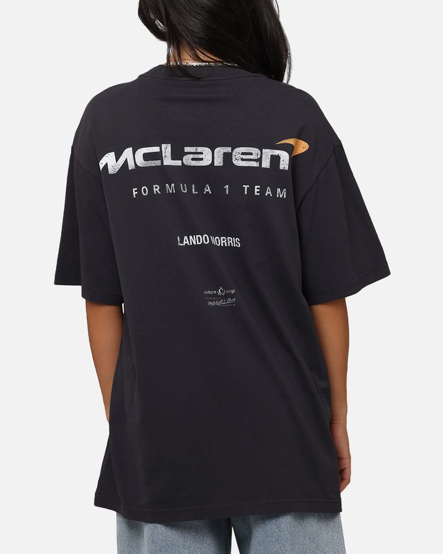 Mitchell & Ness X Mclaren Lando Norris Helmet T-Shirt Faded Black Bright and Bold Stylish Essential