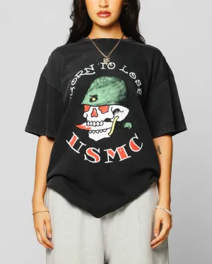 Ed Hardy Born To Lose T-Shirt Black Acidwash Regular Fit