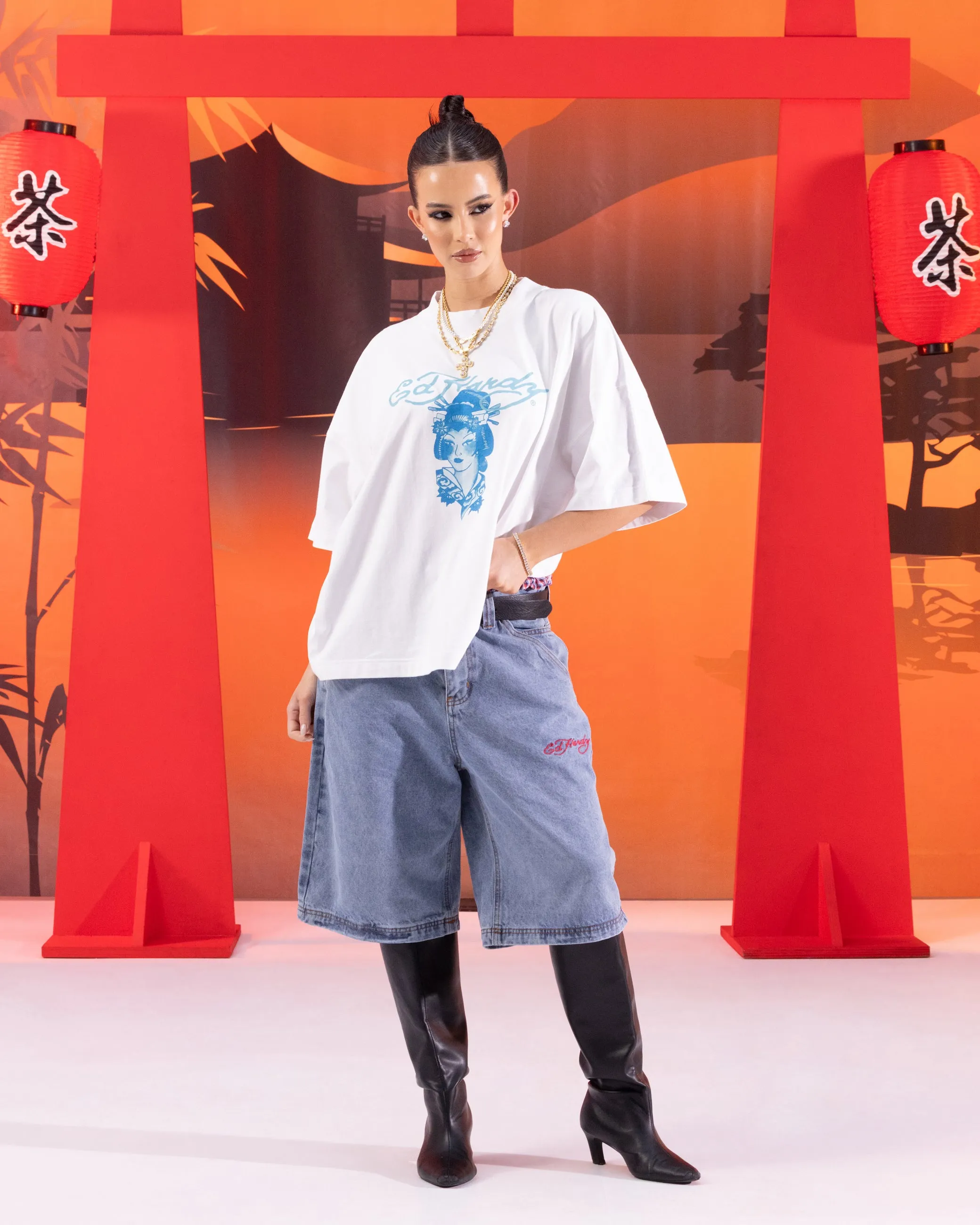 Ed Hardy Geisha T-Shirt Off White Fashion Top