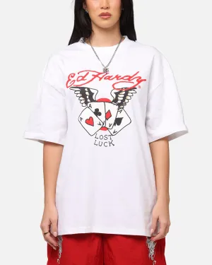 Anti Static Finish Comfy Look Ed Hardy Lost Luck T-Shirt White