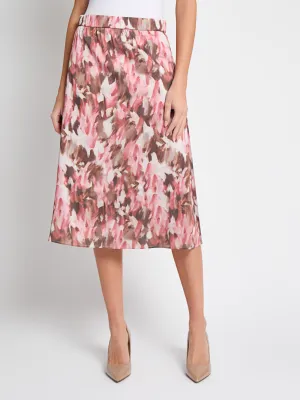 Resale Value Printed Crepe de Chine Pull-On Midi Skirt - True Fit