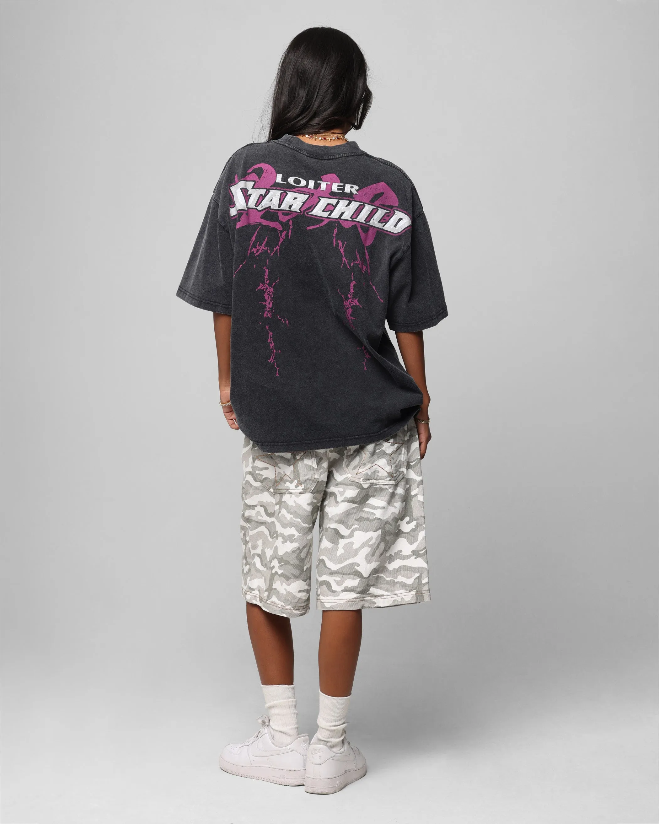 Chill Design Loiter Midnight Widow Vintage T-Shirt Washed Black