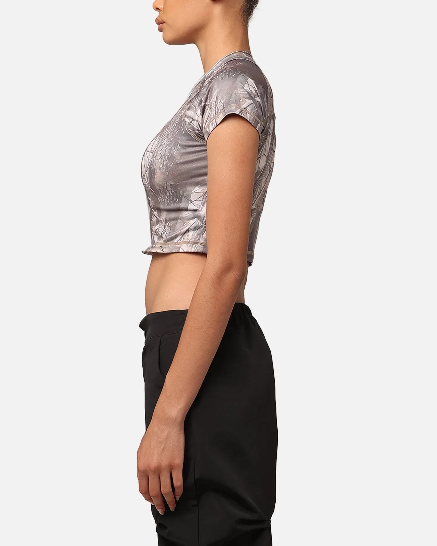 XXIII Women's Boiler Room Crop T-Shirt Hunter Camo ReinforcedShoulderPanels Essential Layer