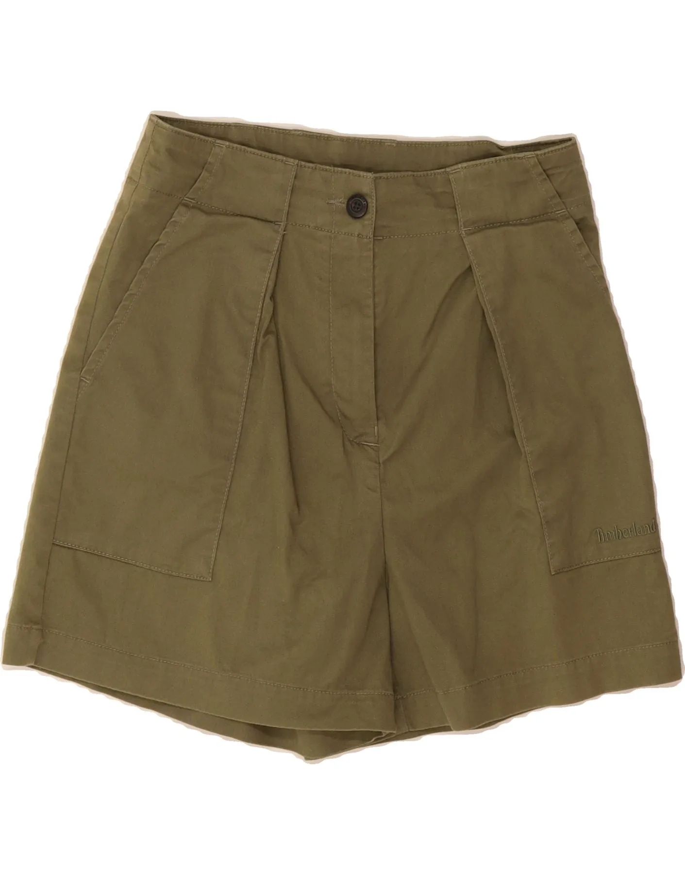 TIMBERLAND Womens High Waist Casual Shorts W27 Small Khaki Cotton Easy Fit Design