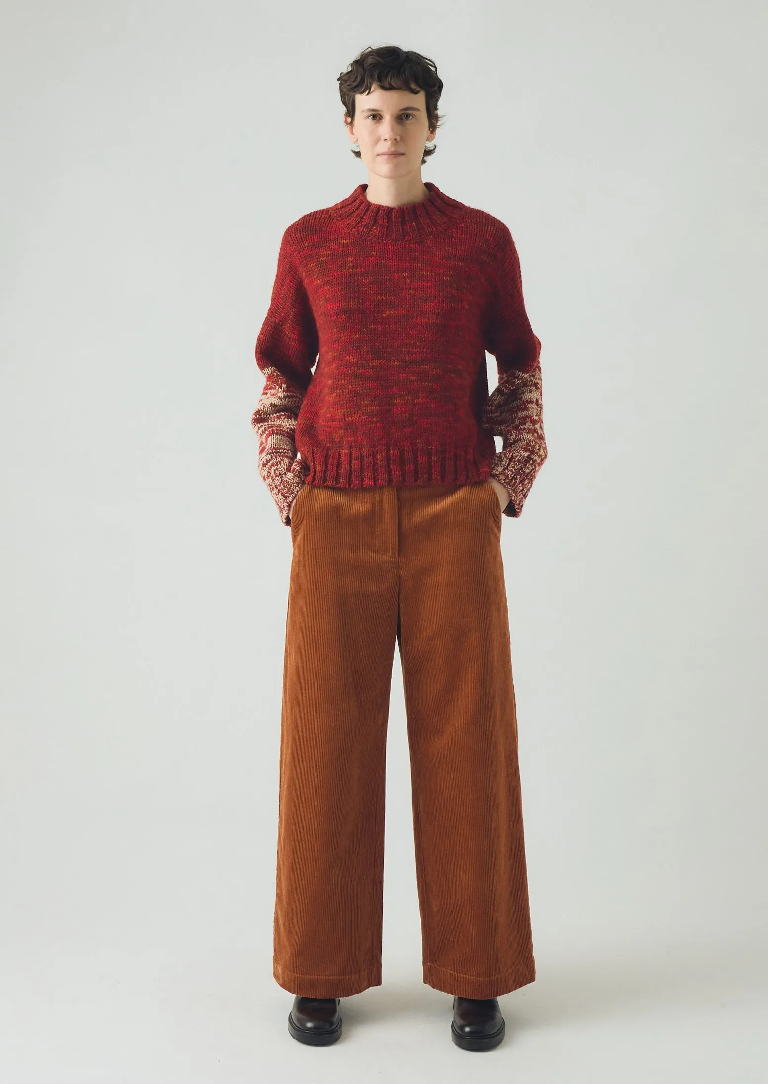 Wide Leg Organic Cord Pants | Burnt Sienna Daily Style