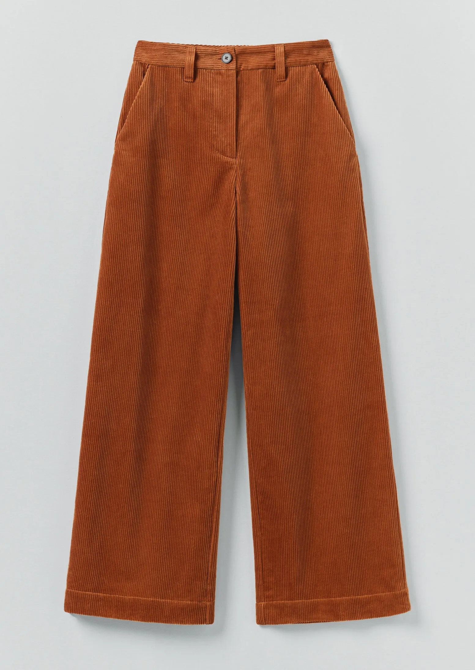 Travel Wear Wide Leg Organic Cord Pants | Burnt Sienna
