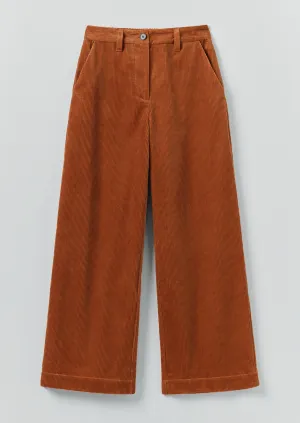 Travel Wear Wide Leg Organic Cord Pants | Burnt Sienna