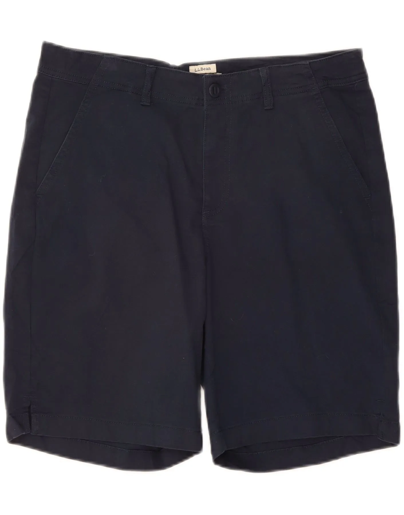 L.L.BEAN Womens Favorite Fit Chino Shorts US 12 Large W24 Navy Blue Cotton date night look Laser Cut Perforations