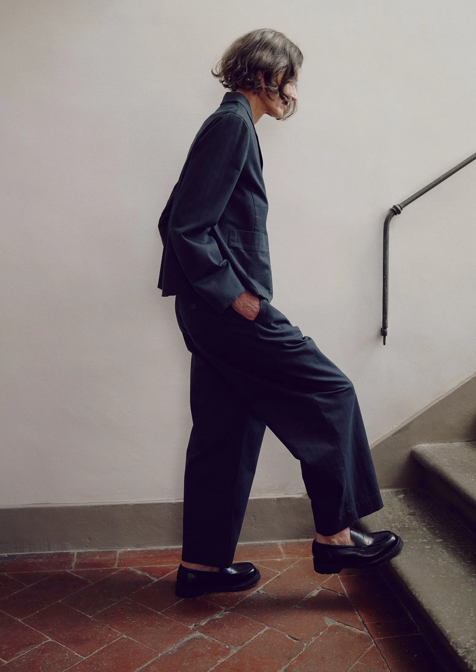 ripstop fabric All Purpose Wear Cotton Wool Herringbone Pleat Front Pants | Black